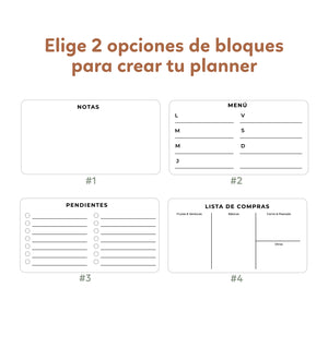 Planner SEMANAL DE 2 BLOQUES en acrílico transparente