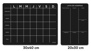 Abrir la imagen en la presentación de diapositivas, Kit de 2 planners magnéticos negros &quot;Comidas + Planner mediano a elegir&quot;
