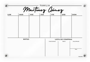 Planner SEMANAL DE 2 BLOQUES en acrílico transparente