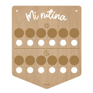 Abrir la imagen en la presentación de diapositivas, Tablero de rutinas en madera
